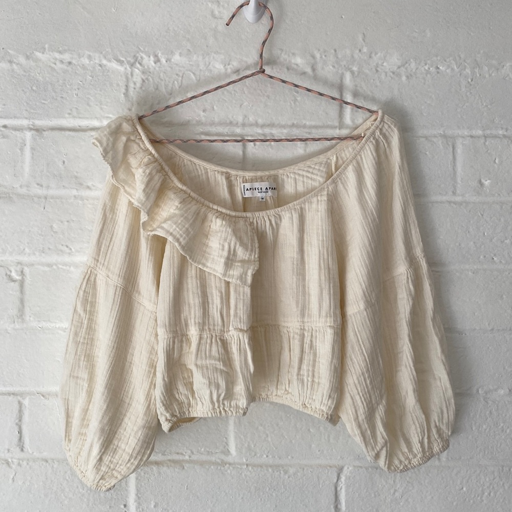 Apiece Apart double gauze ruffle top